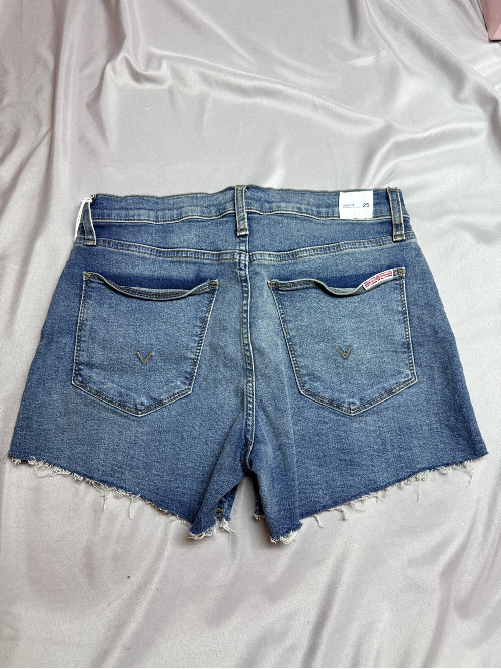 Hudson Gracie Midrise Cut Off Denim Shorts Blue Raw Hem Stretch Womens Size 25 - Picture 8 of 11
